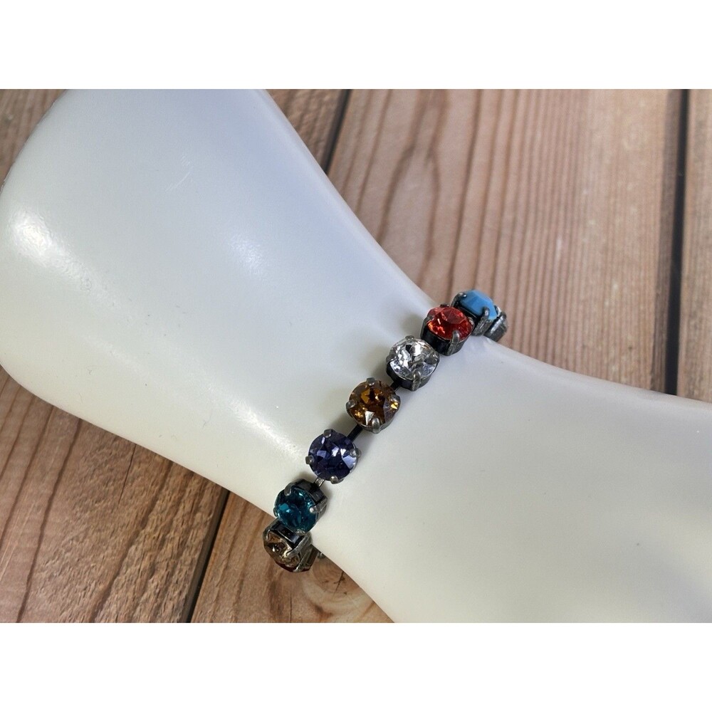 Atlantis Made in Germany Silvertone Colored Crystals Women's Bracelet 7”-8”